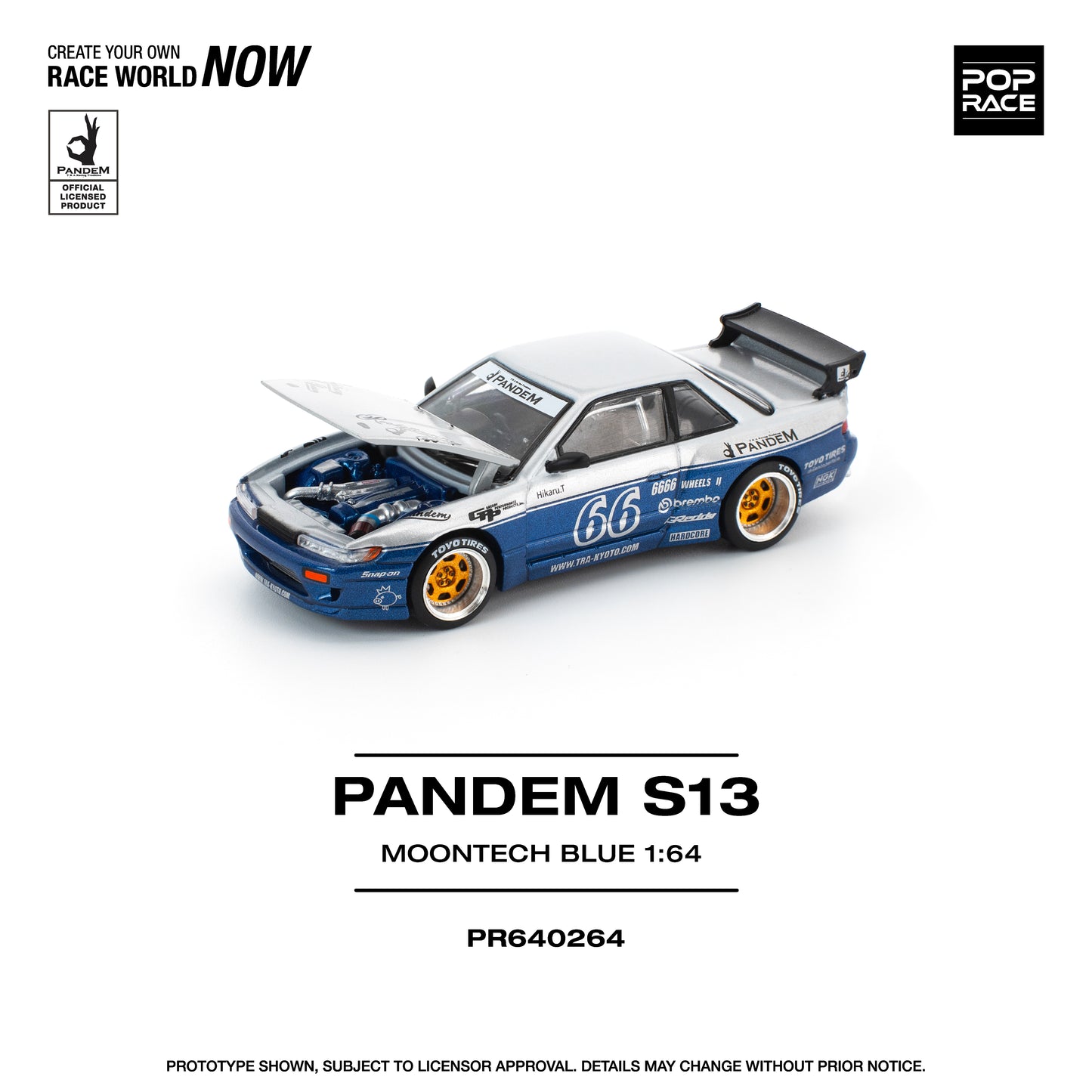Pop Race - Nissan Pandem (S13) 'Moontech Blue' - 1:64 Scale