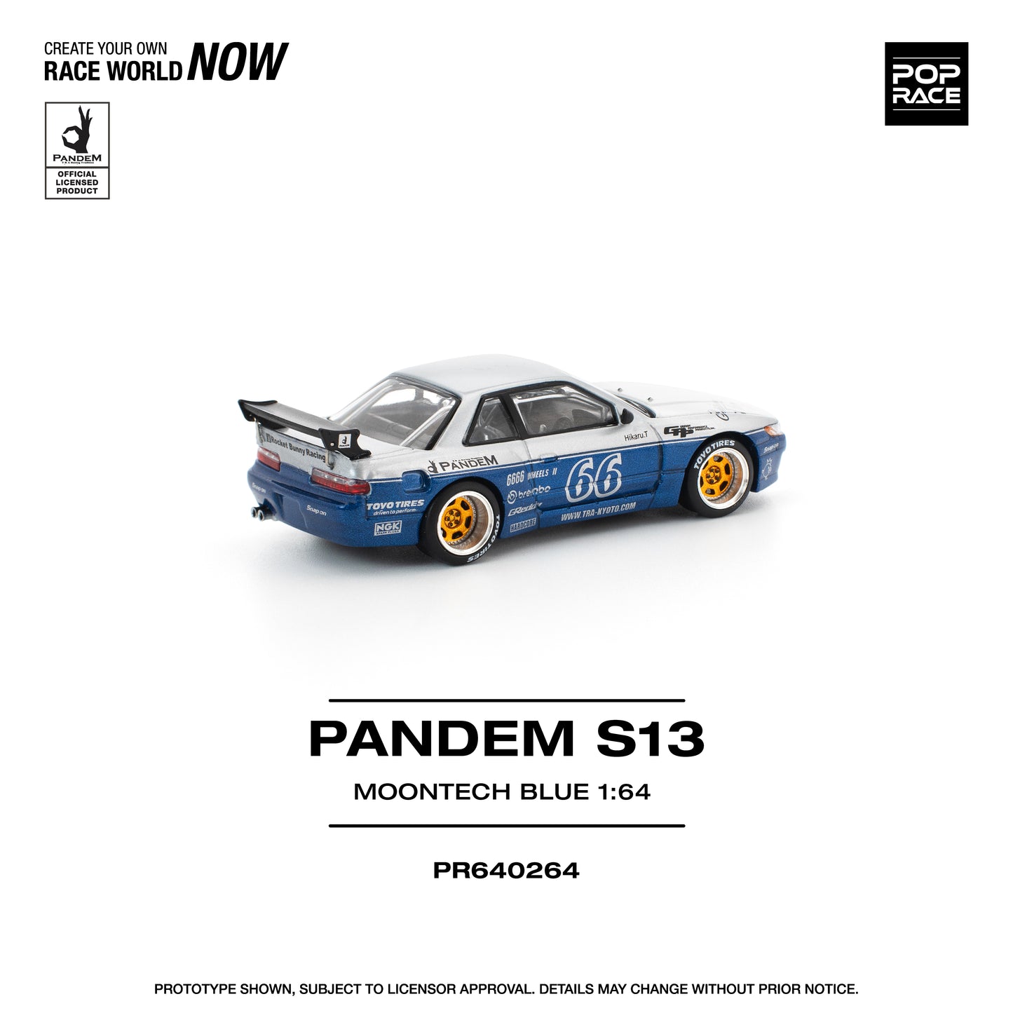 Pop Race - Nissan Pandem (S13) 'Moontech Blue' - 1:64 Scale