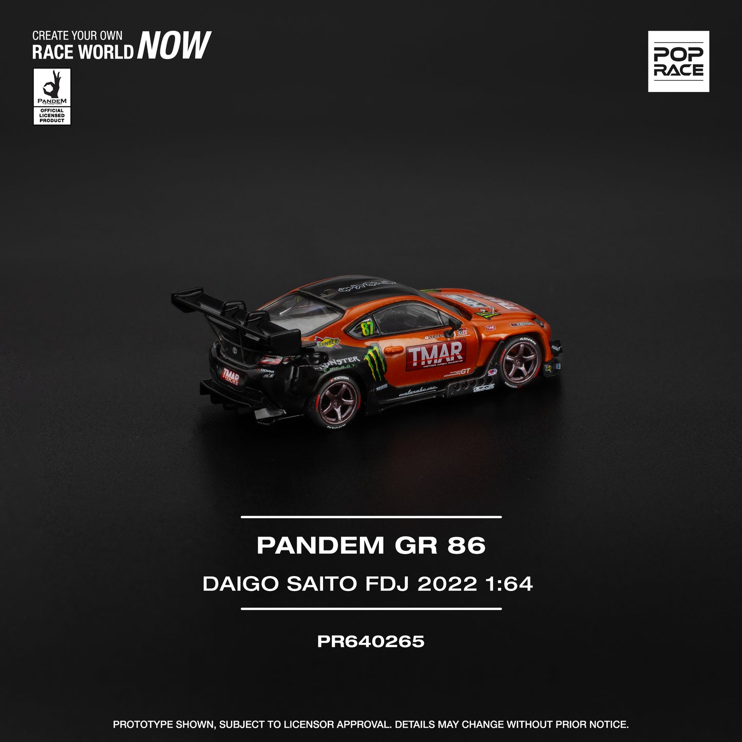 Pop Race - Pandem Toyota GR 86 'Diago Saito FDJ 2022 - 1:64 Scale