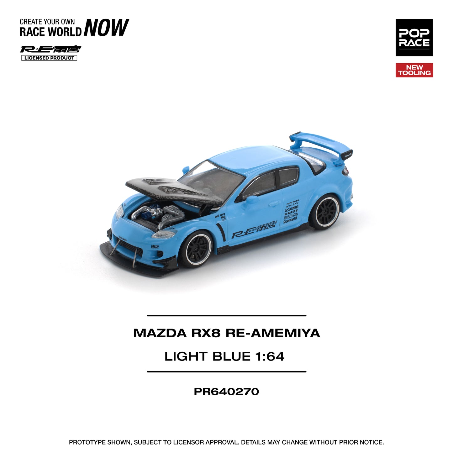 Pop Race - Mazda RX-8 Re-Amemiya (Light Blue) 1: 64 Scale