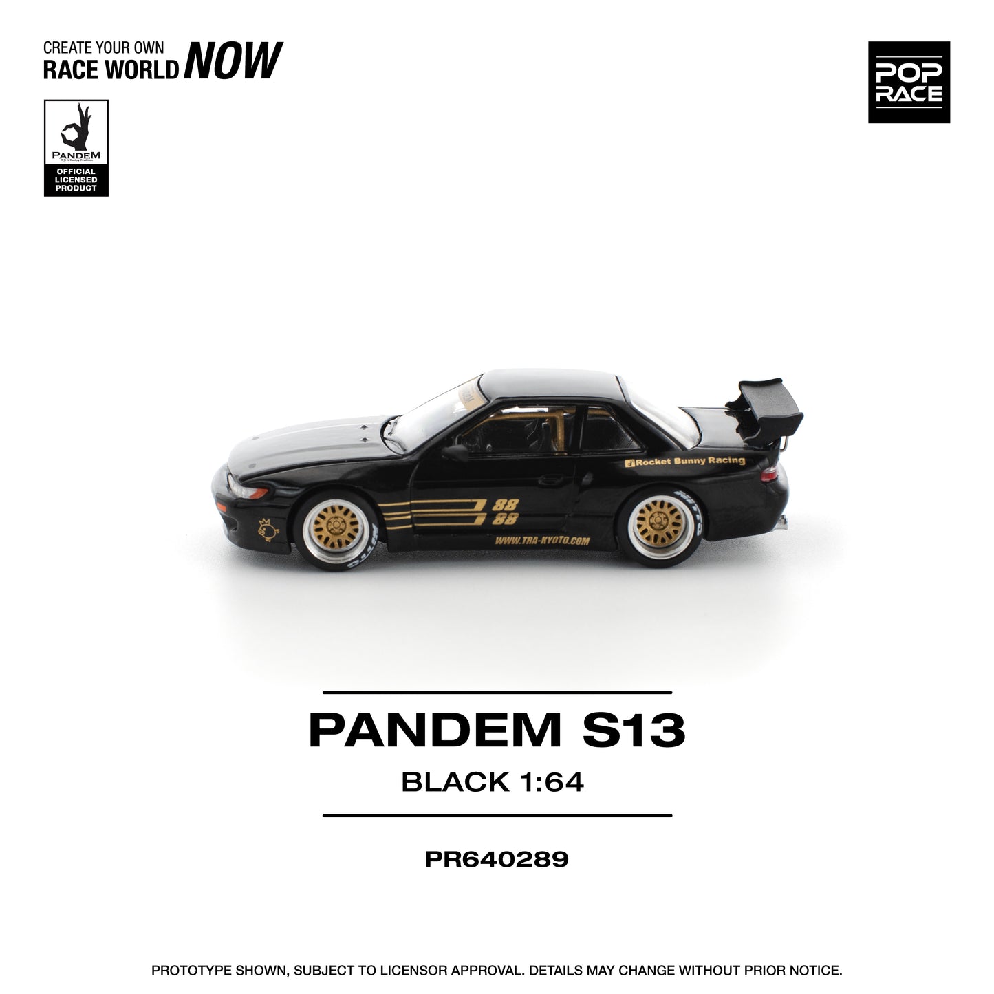 Pop Race - Nissan Silvia Pandem (S13) (Black/Gold) - 1:64 Scale