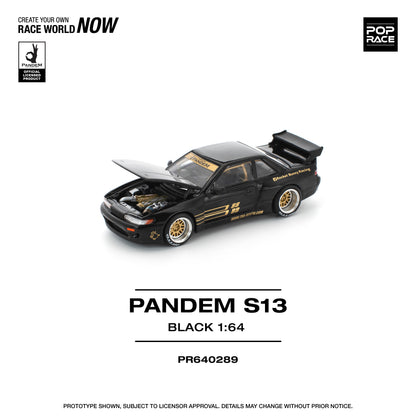 Pop Race - Nissan Silvia Pandem (S13) (Black/Gold) - 1:64 Scale