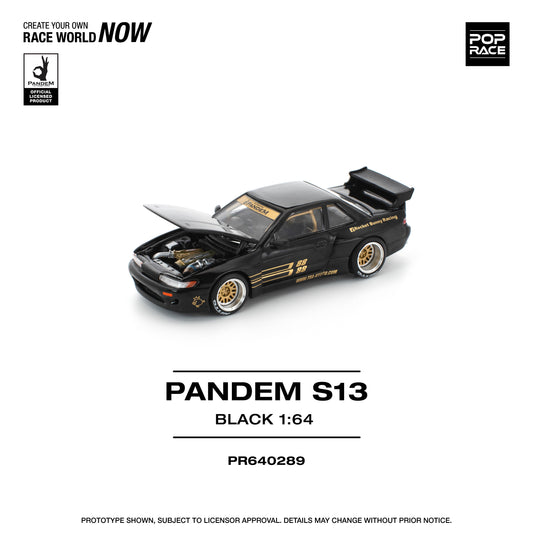 Pop Race - Nissan Silvia Pandem (S13) (Black/Gold) - 1:64 Scale