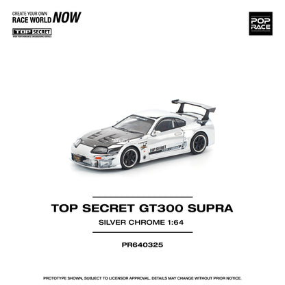 Pop Race - Toyota Supra GT300 'Top Secret' (Silver Chrome) - 1:64 Scale