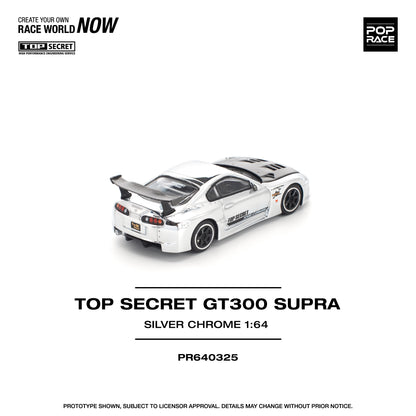 Pop Race - Toyota Supra GT300 'Top Secret' (Silver Chrome) - 1:64 Scale
