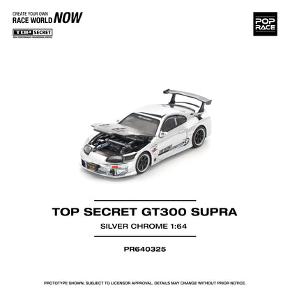 Pop Race - Toyota Supra GT300 'Top Secret' (Silver Chrome) - 1:64 Scale
