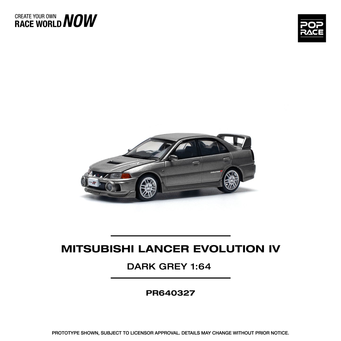 Pop Race - Mitsubishi Lancer Evolution IV (Dark Grey) - 1:64 Scale