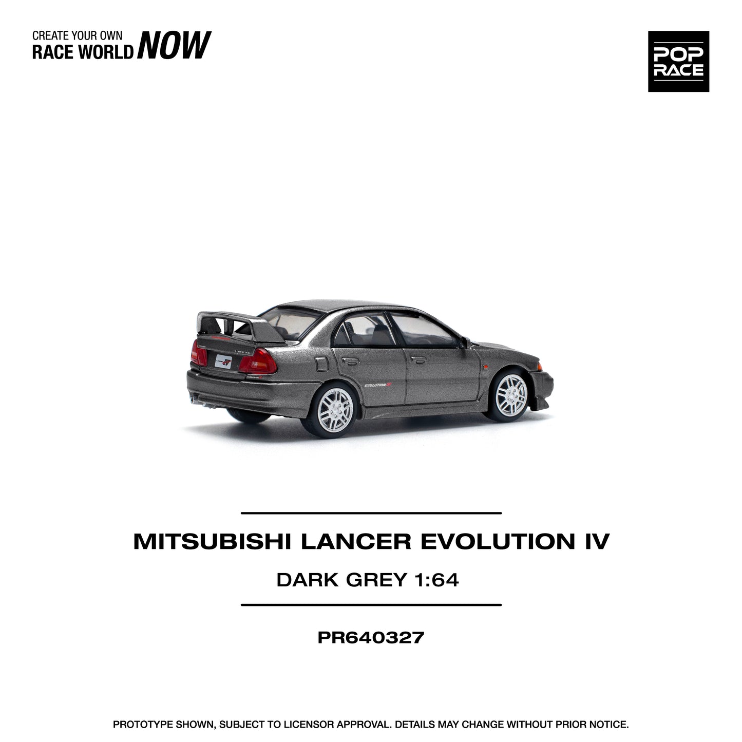 Pop Race - Mitsubishi Lancer Evolution IV (Dark Grey) - 1:64 Scale