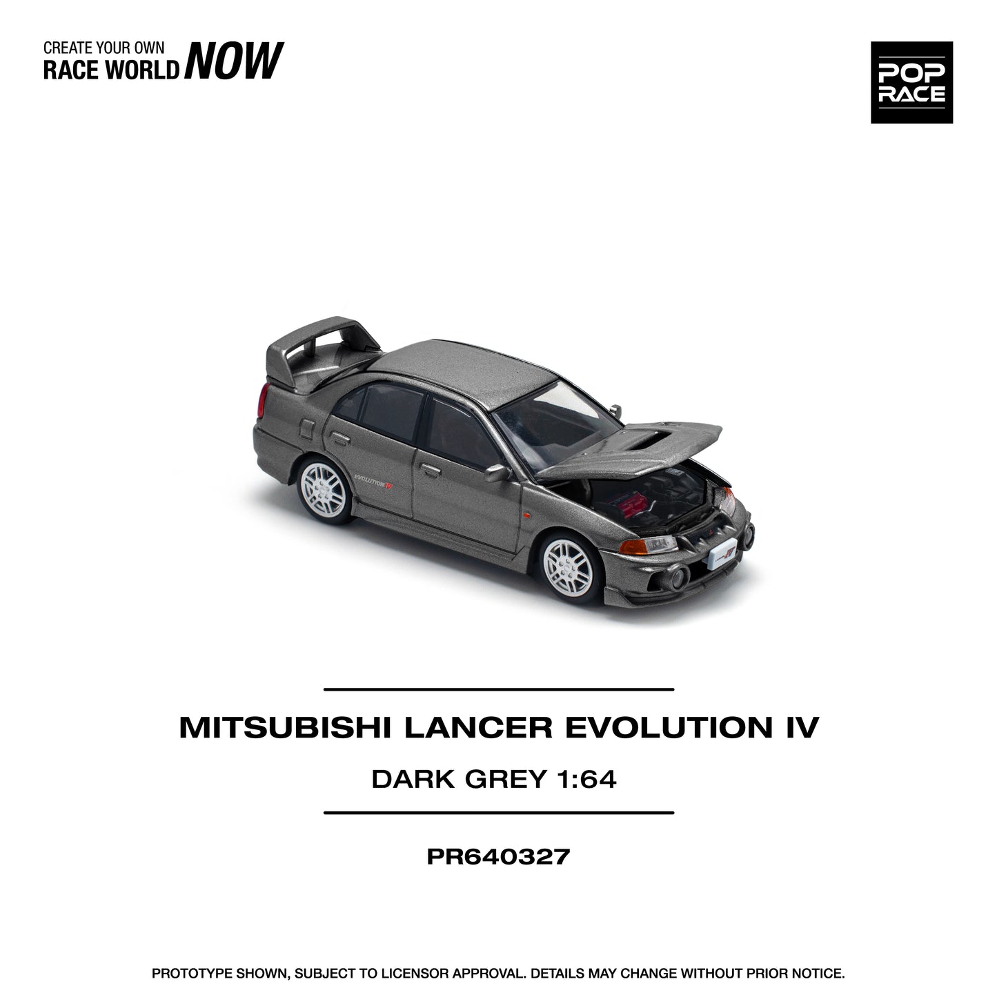 Pop Race - Mitsubishi Lancer Evolution IV (Dark Grey) - 1:64 Scale