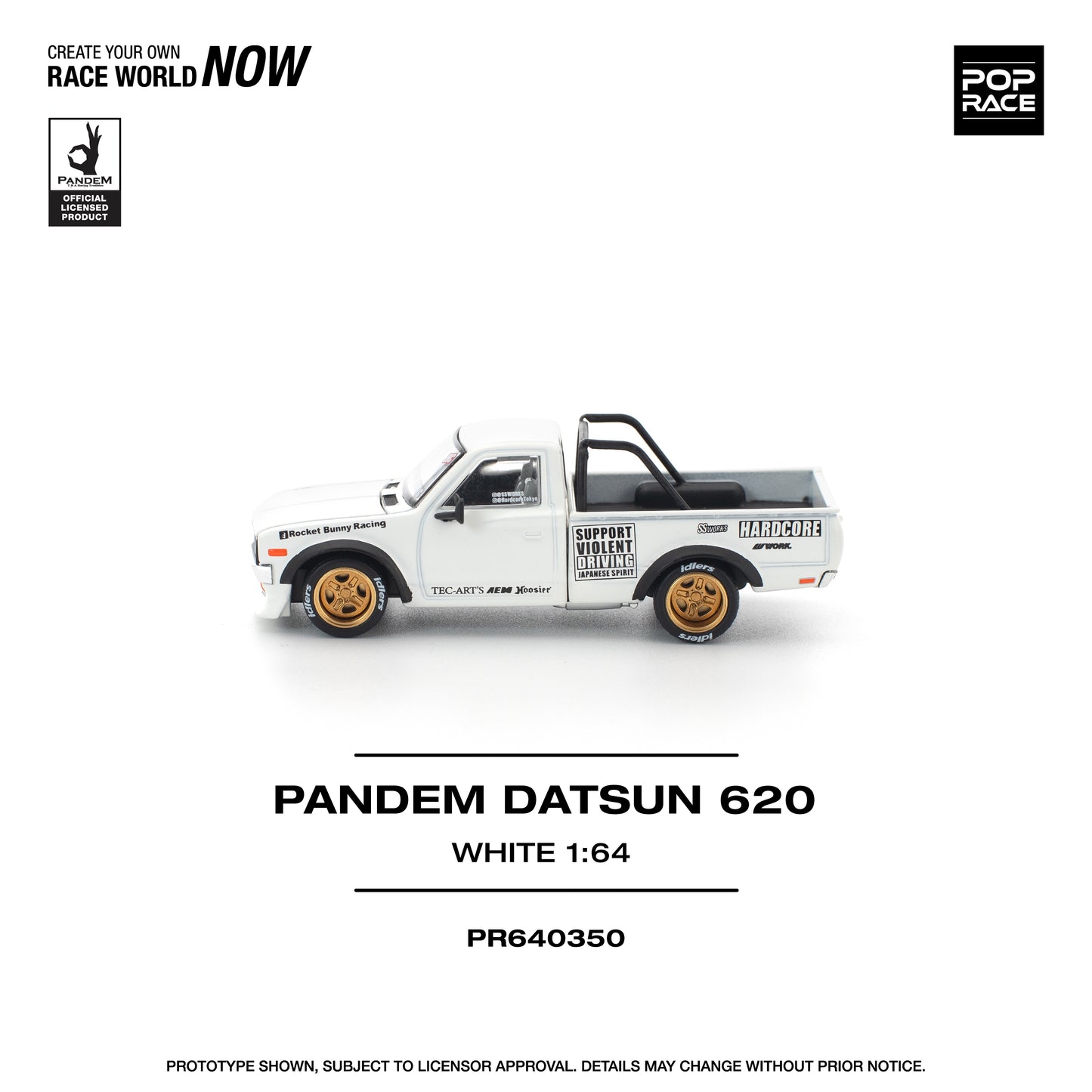 Pop Race - Pandem Datsun 620 'Rocket Bunny Racing' (White) - 1:64 Scale