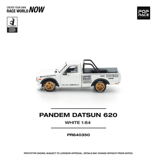 Pop Race - Pandem Datsun 620 'Rocket Bunny Racing' (White) - 1:64 Scale