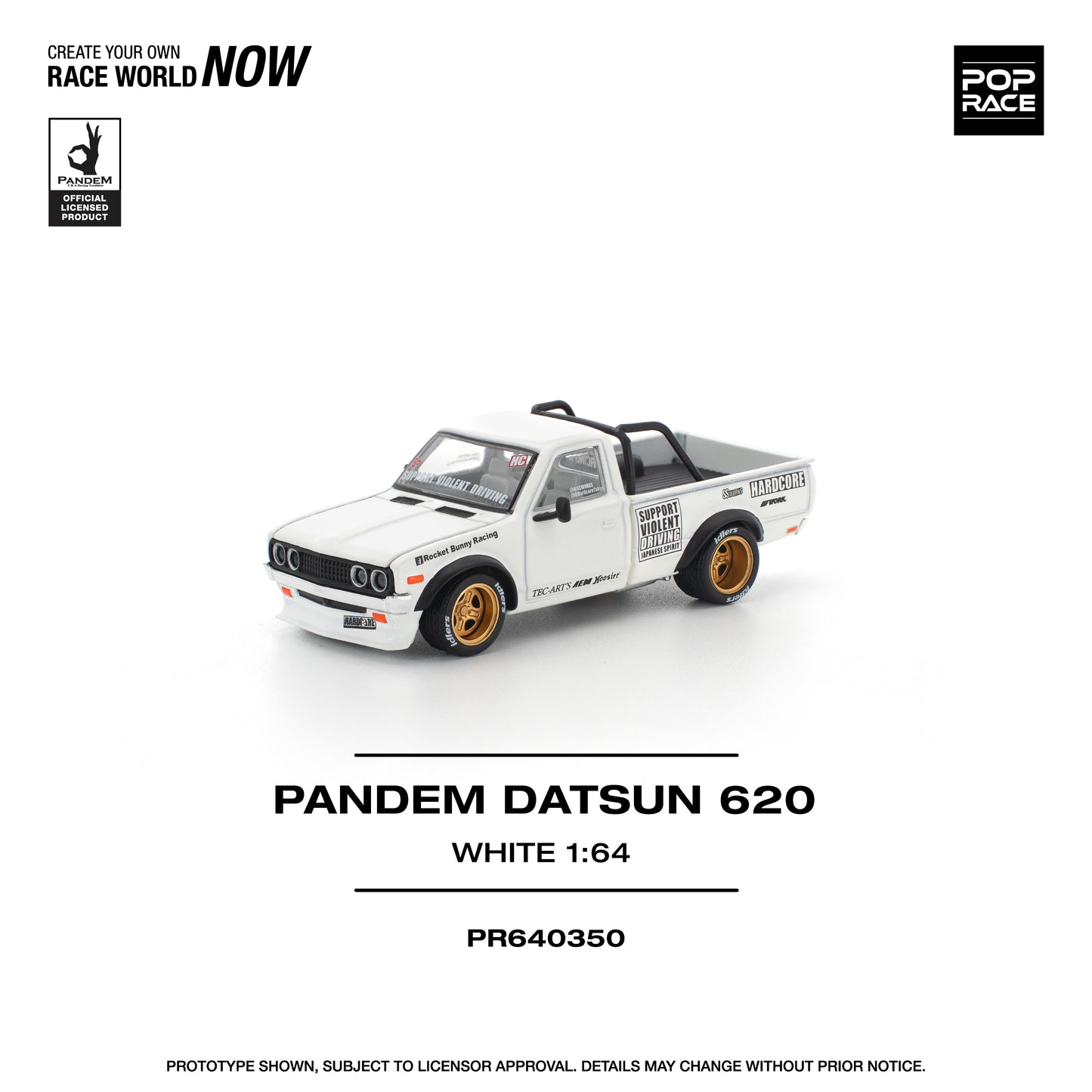 Pop Race - Pandem Datsun 620 'Rocket Bunny Racing' (White) - 1:64 Scale