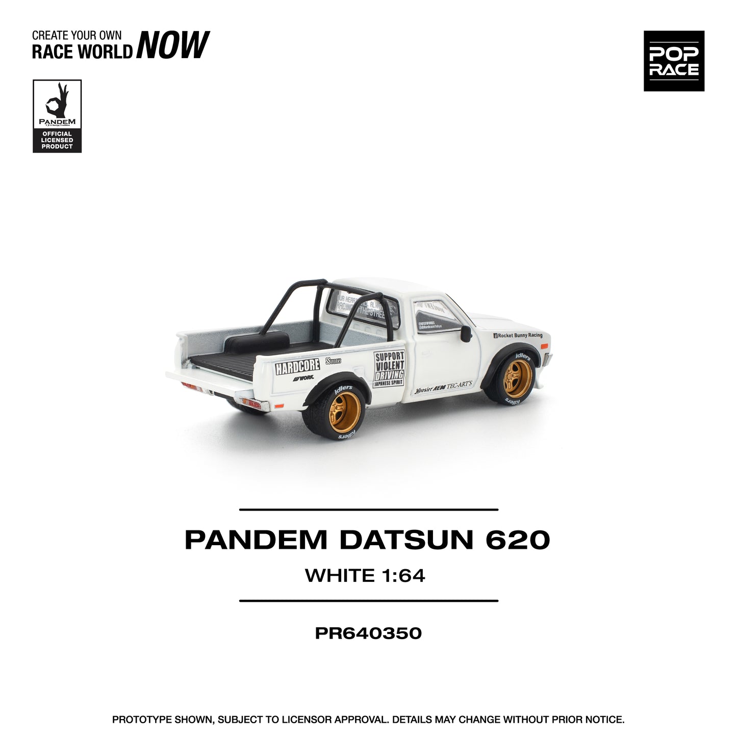 Pop Race - Pandem Datsun 620 'Rocket Bunny Racing' (White) - 1:64 Scale