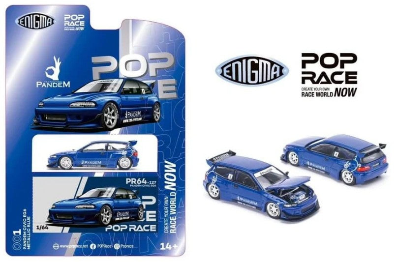 Pop Race - Honda Civic Pandem EG6 V1.5 (Metallic Blue) - 1:64 Scale