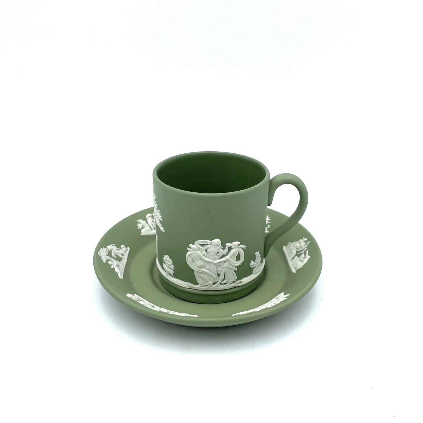 Green Wedgwood Jasperware Espresso Cup & Saucer