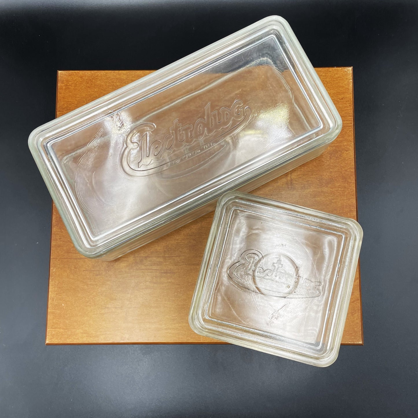 Vintage Glass Electrolux Fridge Container Pair