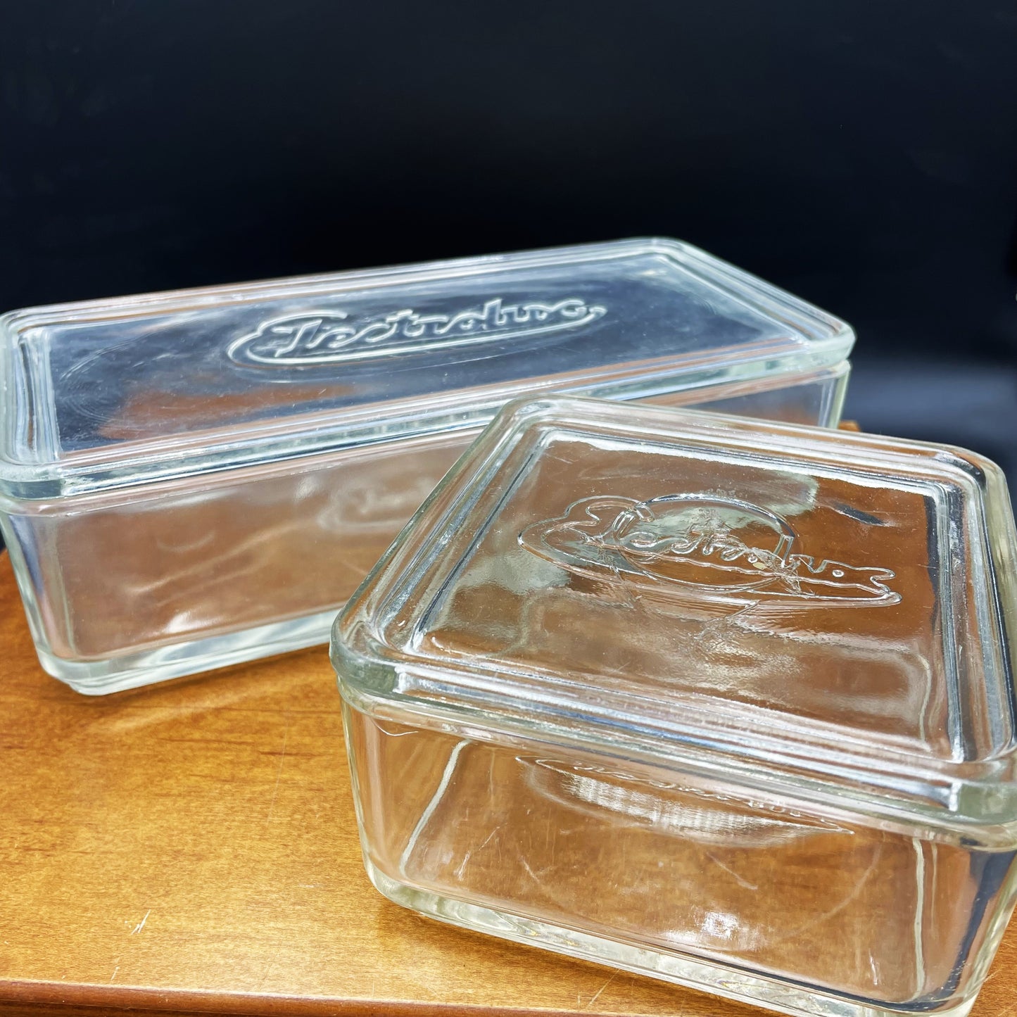 Vintage Glass Electrolux Fridge Container Pair