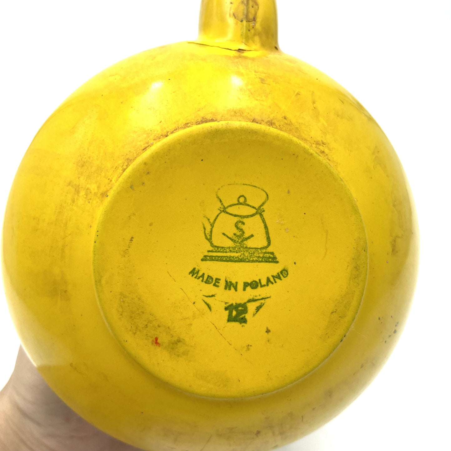 Vintage Yellow Enamel Teapot Made in Poland - 14cm