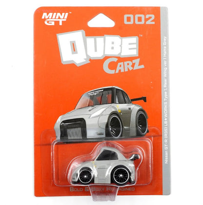 MiniGT - Qube Carz - Nissan GT-R R35 LB Liberty WORKS Type 1, Rear Wing Ver 1 Matte Grey