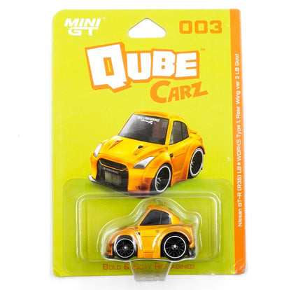 MiniGT - Qube Carz - Nissan GT-R R35 LB Liberty WORKS Type 1, Rear Wing Ver 2 LB Gold