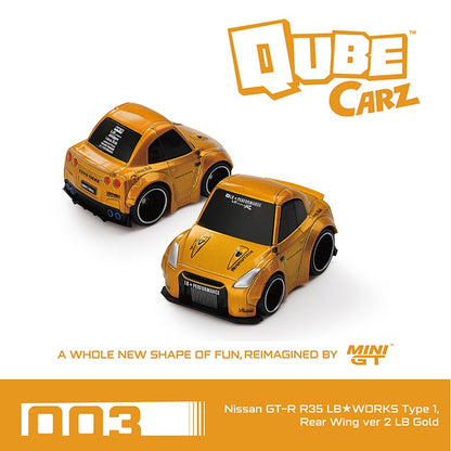 MiniGT - Qube Carz - Nissan GT-R R35 LB Liberty WORKS Type 1, Rear Wing Ver 2 LB Gold