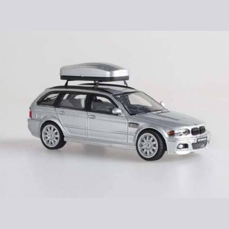 Stance Hunters - BMW (E46) Wagon (Silver) with Luggage Pod - 1:64 Scale