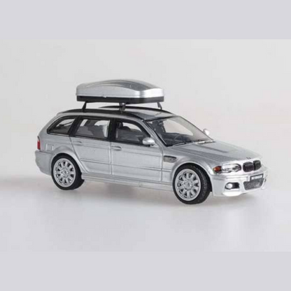 Stance Hunters - BMW (E46) Wagon (Silver) with Luggage Pod - 1:64 Scale