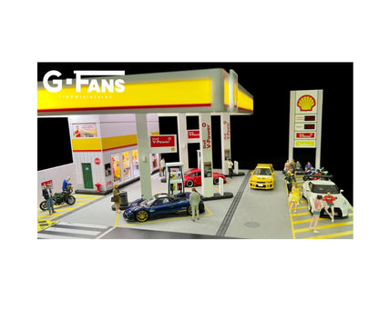 Shell Petrol / Gas Fuel Station with Lights - 1:64 Scale