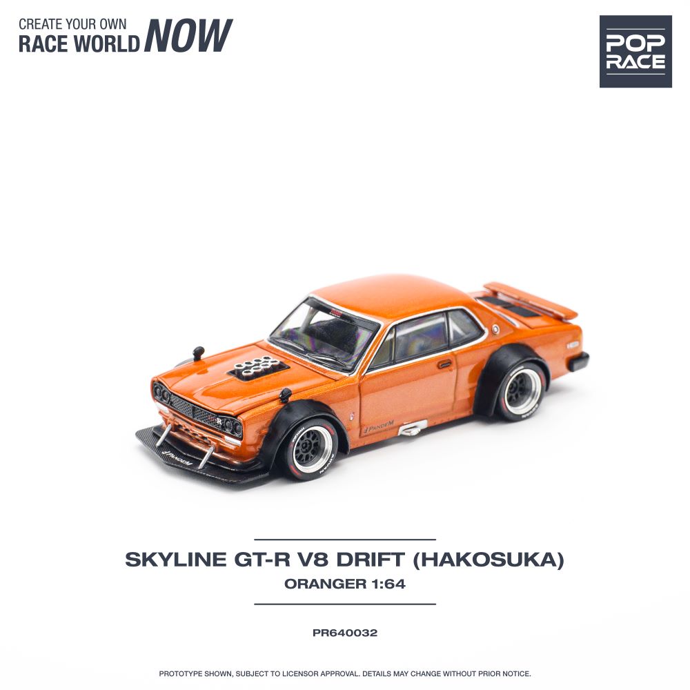 Pop Race - Nissan Skyline GT-R V8 Drift Hakosuka Orange - 1:64 Scale