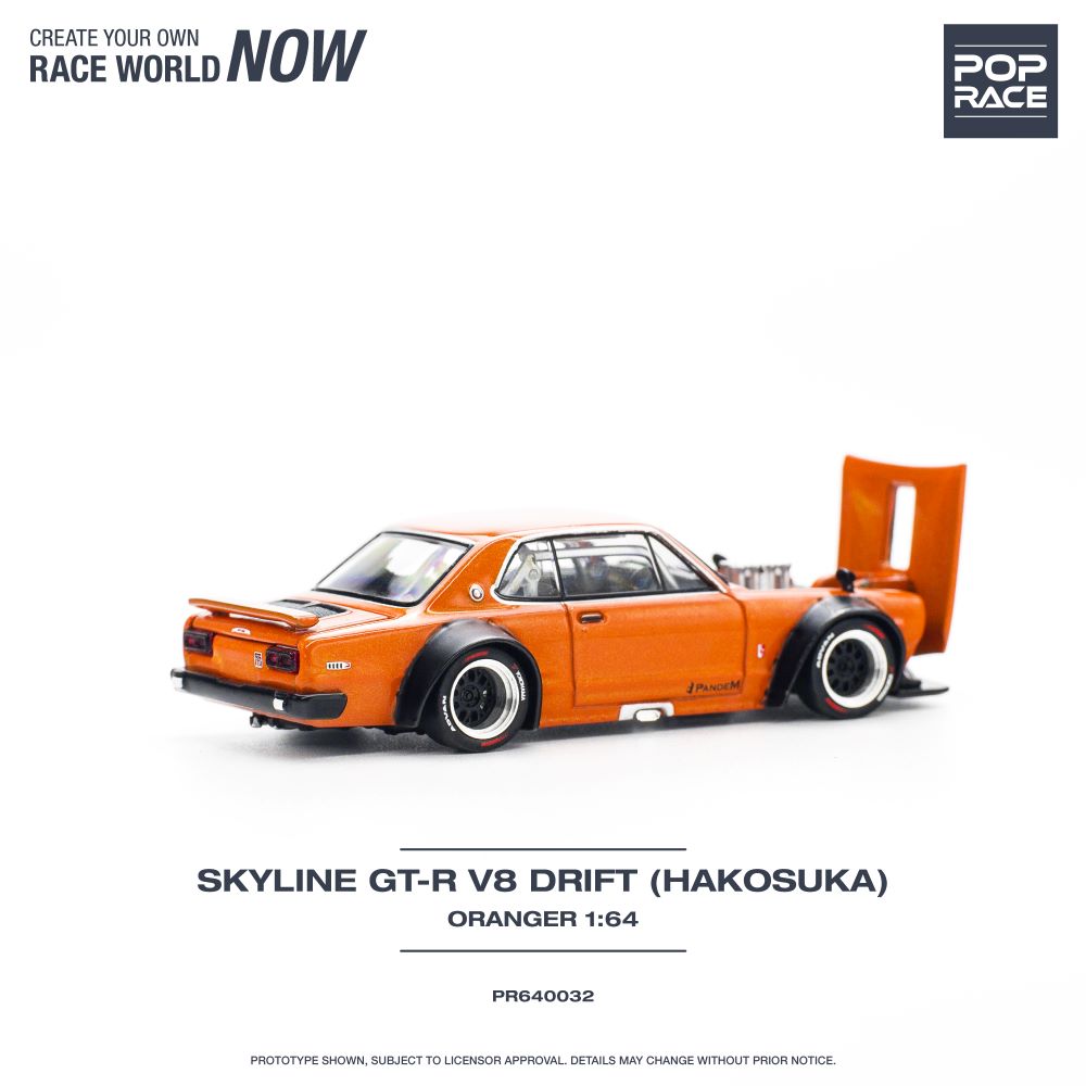 Pop Race - Nissan Skyline GT-R V8 Drift Hakosuka Orange - 1:64 Scale