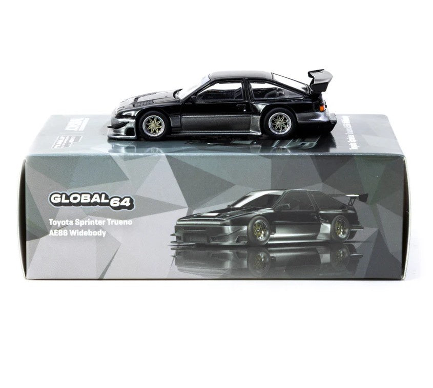 Tarmac Works - Toyota Sprinter Trueno AE86 Widebody (Black/Grey) - 1:64 Scale