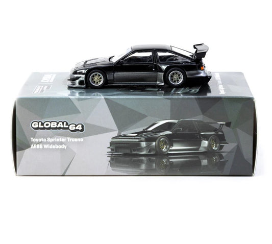 Tarmac Works - Toyota Sprinter Trueno AE86 Widebody (Black/Grey) - 1:64 Scale