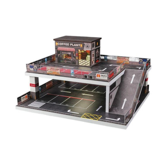 Diorama - 2 Level Parking Garage with Ramps and Cafe