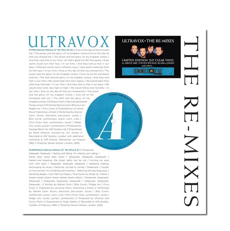 NEW - Ultravox, The Re-Mixes (White) 2LP - RSD2026