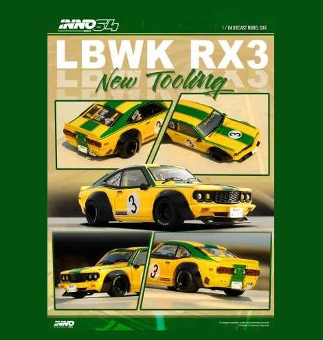 INNO64 - Mazda LBWK RX3 Savanna Liberty Walk (Yellow/Green) - 1:64 Scale