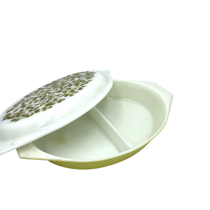 Pyrex (USA) 'Verde' 1 1/2 Qt. Oval Divided Serving Dish - 33cm