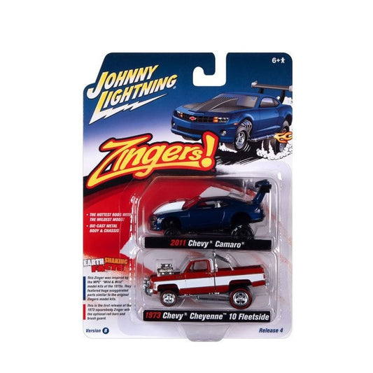 Johnny Lightning - 2021 R4/B - Twin  Pack - 2011 Camaro + 1973 Fleetside