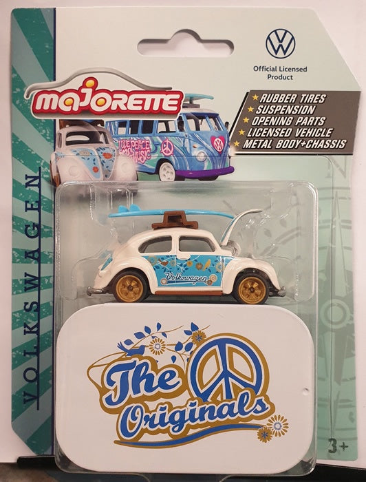 Majorette - Volkswagen Deluxe Cars 'The Originals' - VW Beetle with Surf Board (Blue/White)