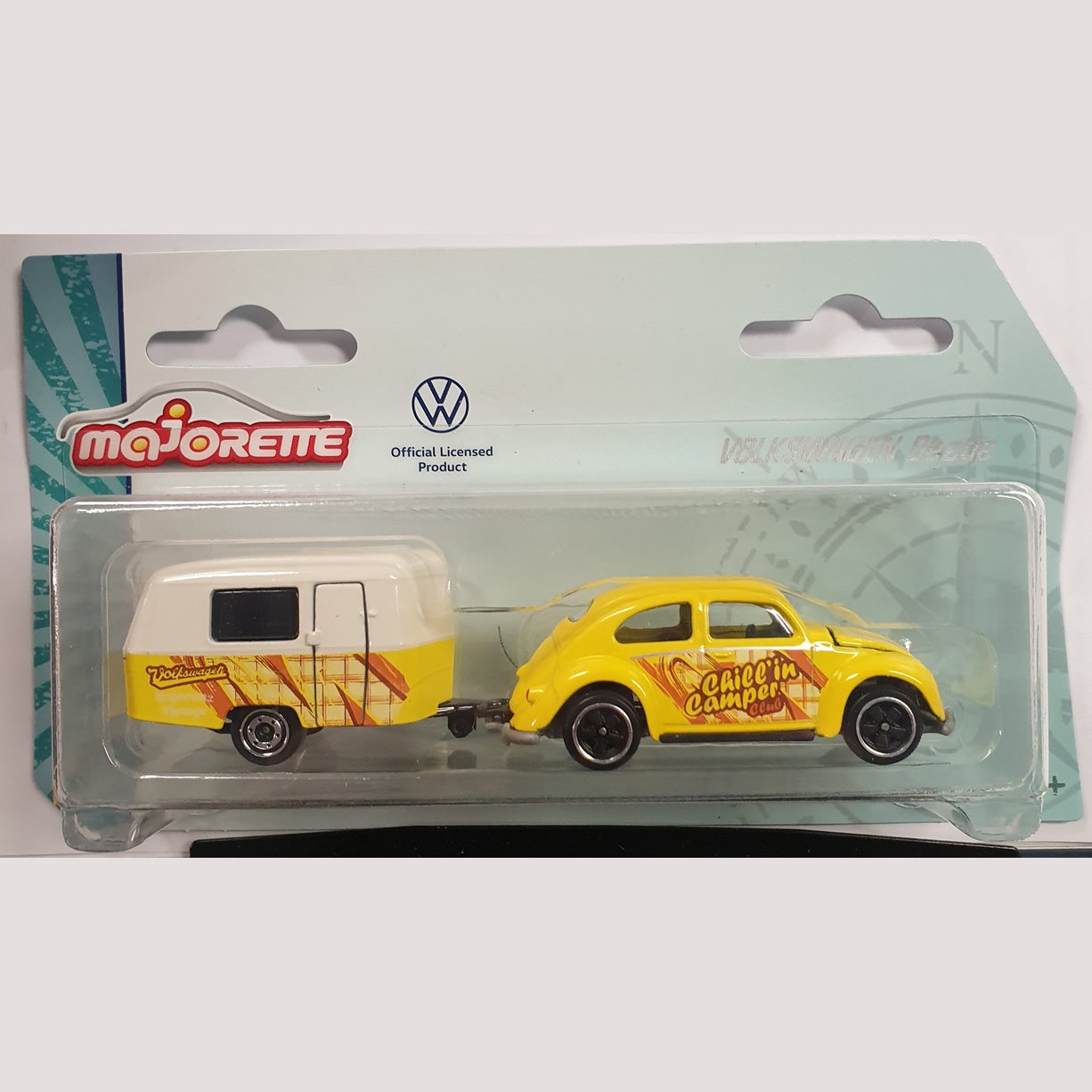 Majorette - Volkswagen Car and Trailer - VW Beetle 'Chill'in' with Van - 1:64 Scale
