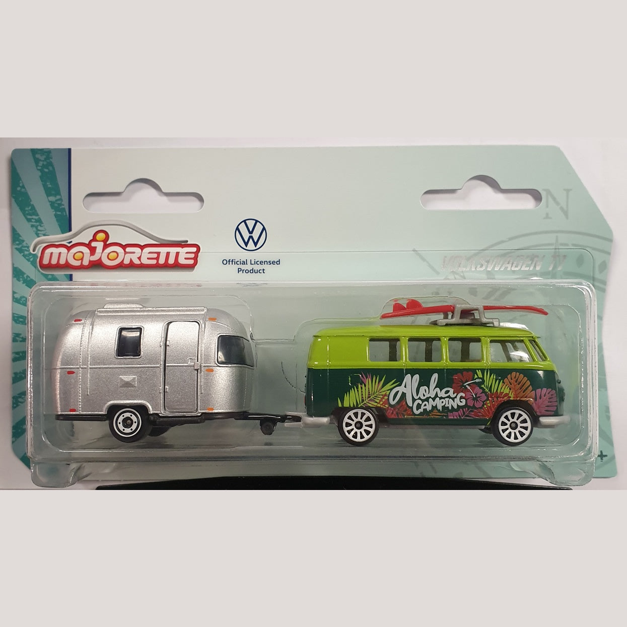 Majorette - Volkswagen Car and Trailer - VW T1 'Aloha' with Van - 1:64 Scale