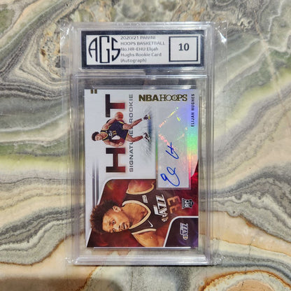 Graded Card - 2020/21 Panini Hoops Basketball #HR-EHU Elijah Hughs Rookie Card (Autograph)