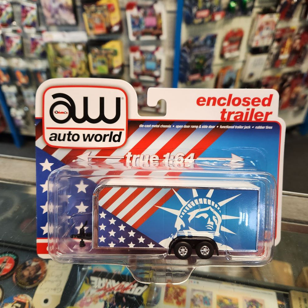 Auto World - Enclosed Trailer 'Patriotic' 1:64 Scale