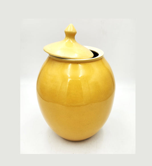 Large Yellow Vase / Jar with Lid - Martin Boyd (Signed) - 23cm