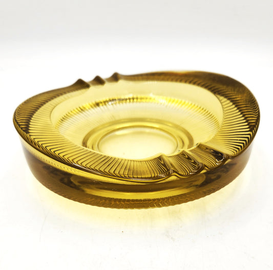 Solid Amber Glass Ashtray - 16cm