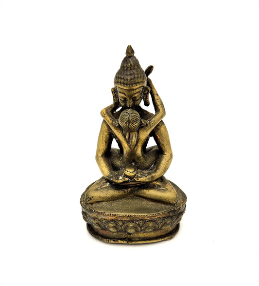 Brass Tibetan Buddha Tantra Lovers Statue - 12cm