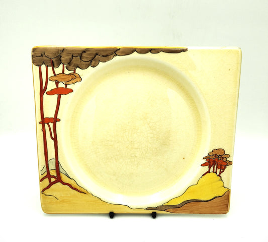 Clarice Cliff - Rare 'Coral Firs' Biarritz Tea Plate c1934 - 24cm