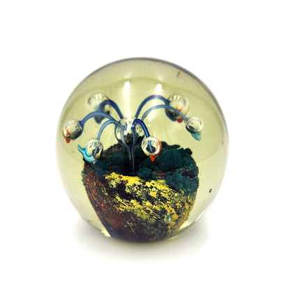 Glass 'Coral Design' Art Glass Paperweight - 9cm