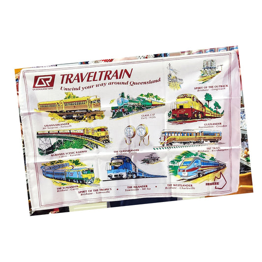 Queensland Railway QR Travel Train Cotton Tea Towel - 75cm