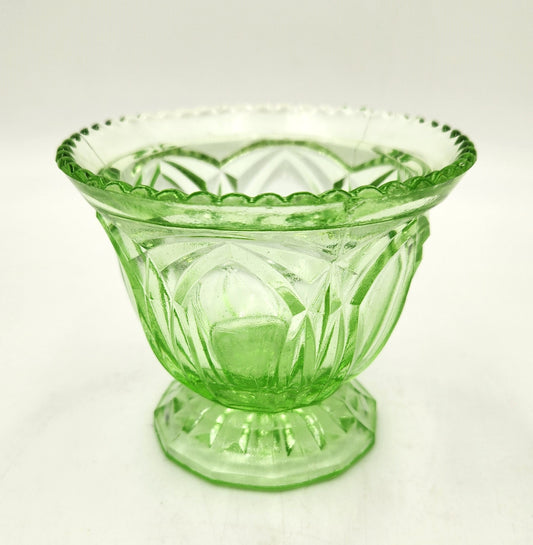 Depression Glass Green Vase - 8cm