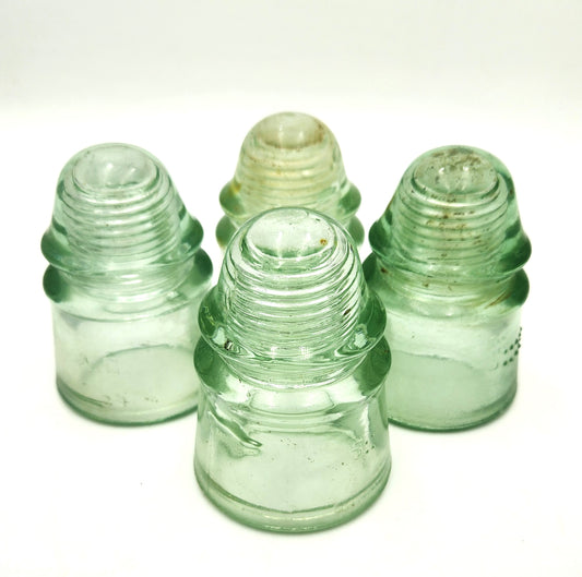 Vintage Set of 4 Glass A.G.M Insulators - 10cm